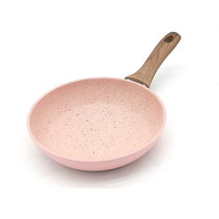 Chảo chống dính cao cấp 16cm, vân đá hoa cương, cán gỗ cao su bền chắc