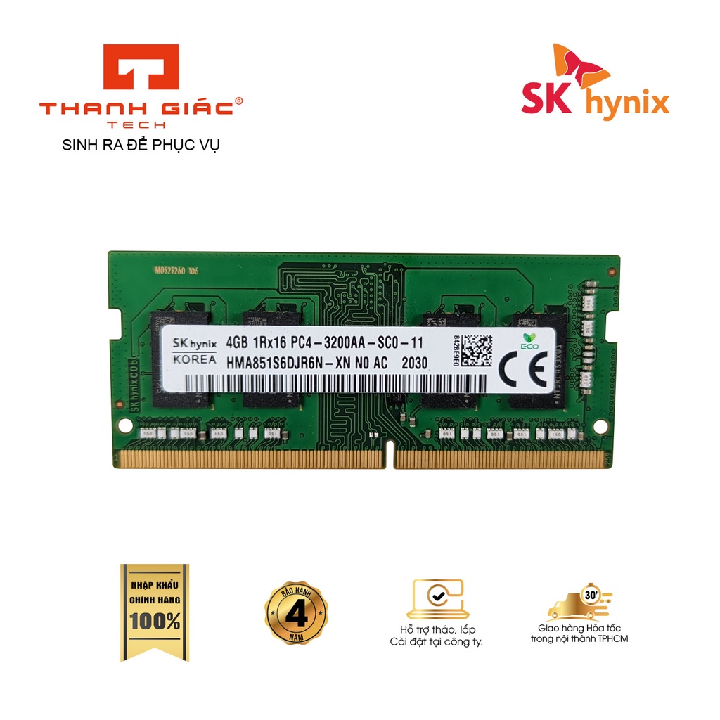 Ram Laptop SK Hynix 4GB 1Rx16 PC4-2400T Cũ