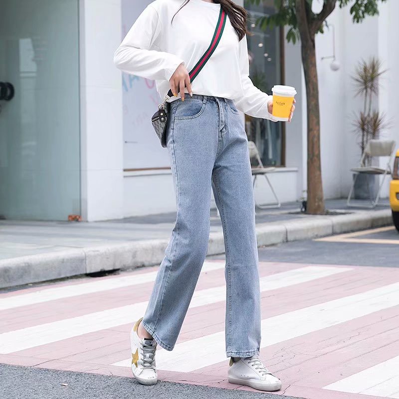 Ảnh Quần Jeans Nữ Lưng Cao Ống Rộng Thời Trang Hàn Quốc 2020 1