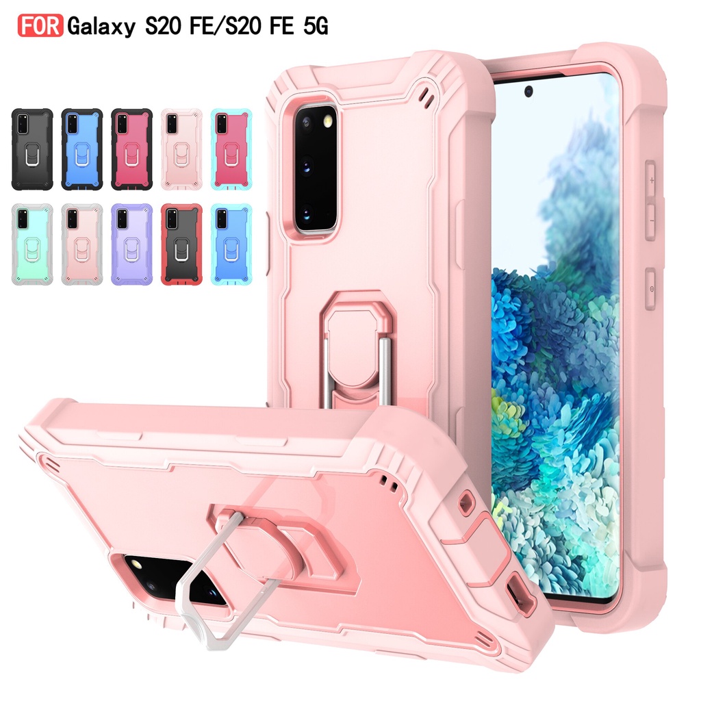 Ốp lưng chống sốc 360 Full Armor Samsung Galaxy S20 FE A02S A12 A32 Samsung A52 vỏ A72 5G Vỏ điện thoại sang trọng Nhẫn đứng Coque
