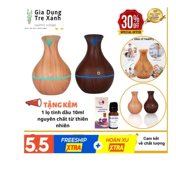💖Tặng Kèm Tinh Dầu💖Máy Phun Sương Tạo Độ Ẩm, Khuếch Tán Tinh Dầu Vân Gỗ Cổ Cao Tặng Kèm Tinh Dầu Xông Phòng Thiên Nhiên