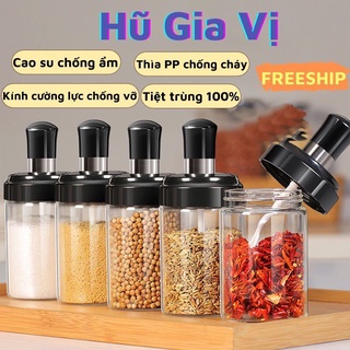 Lọ đựng gia vị thủy tinh, Hũ gia vị kèm muỗng mẫu mơi