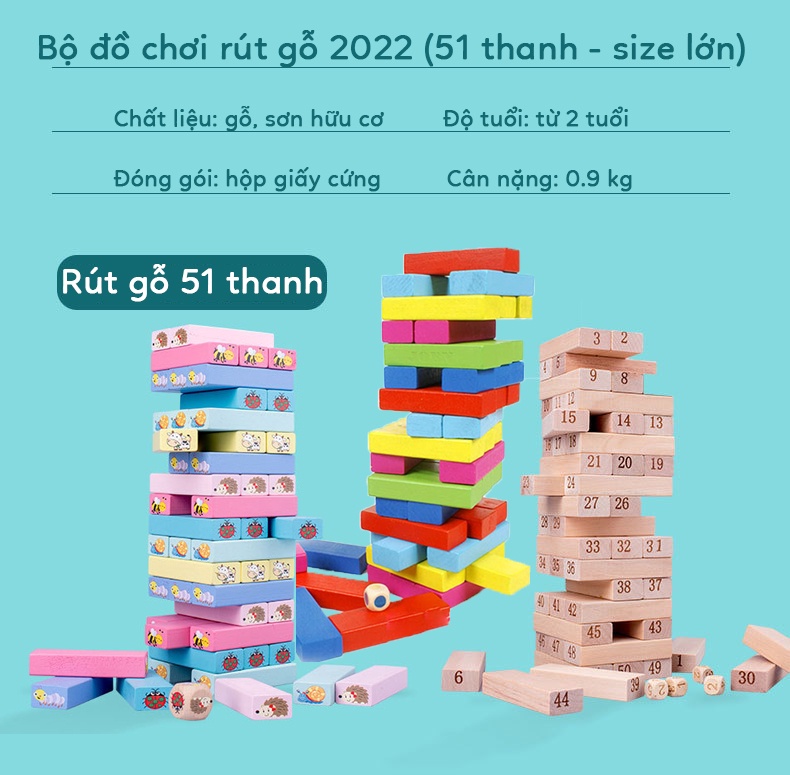 Đồ Chơi Rút Gỗ S-Kids - Chi tiết các thanh gỗ