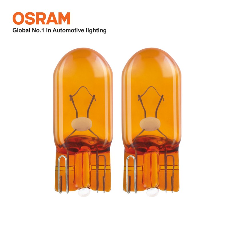 Combo 2 Bóng Đèn Chân Ghim Nhỏ 1 Tim OSRAM Original T10 WY5W 12V 5W Màu Vàng