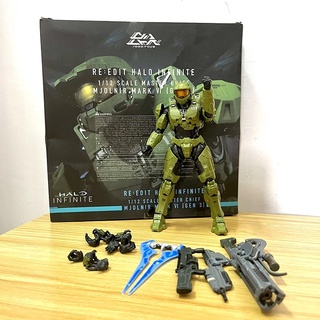 18cm Re: Chỉnh sửa Halo 1 / 12 Tỉ lệ Master Chief Infinite Mjolnir Mark VI Gen3 Hình nhựa Pvc có thể tháo rời