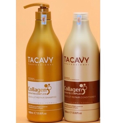 Cặp dầu gội xả TACAVY Collagen 1000ML phục hồi tóc hư tổn từ sâu bên trong