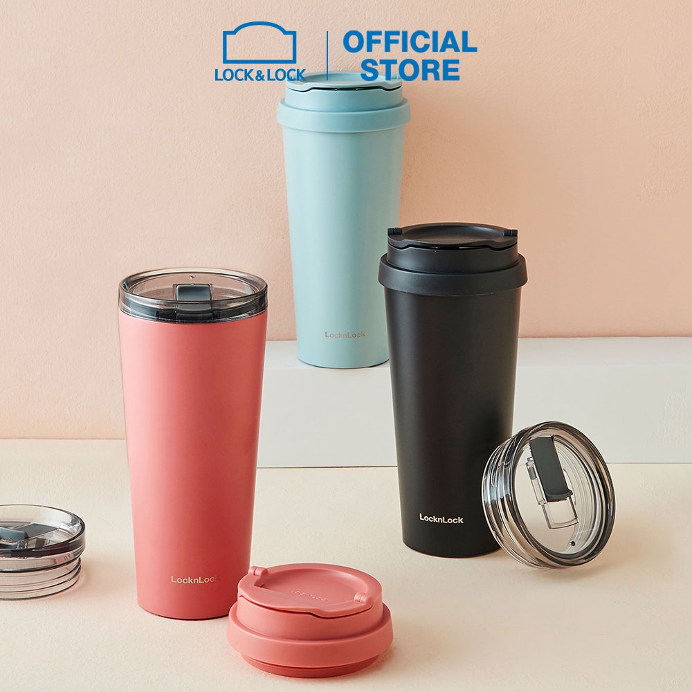 Ảnh Ly giữ nhiệt LocknLock 540ml LHC4279 , có 2 nắp tiện lợi, đế silicone, Thép không gỉ SUS304 - K-MALL 3