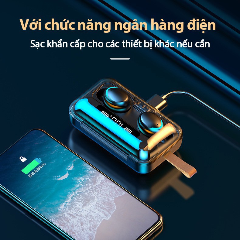 tai nghe bluetooth true wireless f9 pro bluetooth 50 ban quoc te cam ung chong nuocloai moi