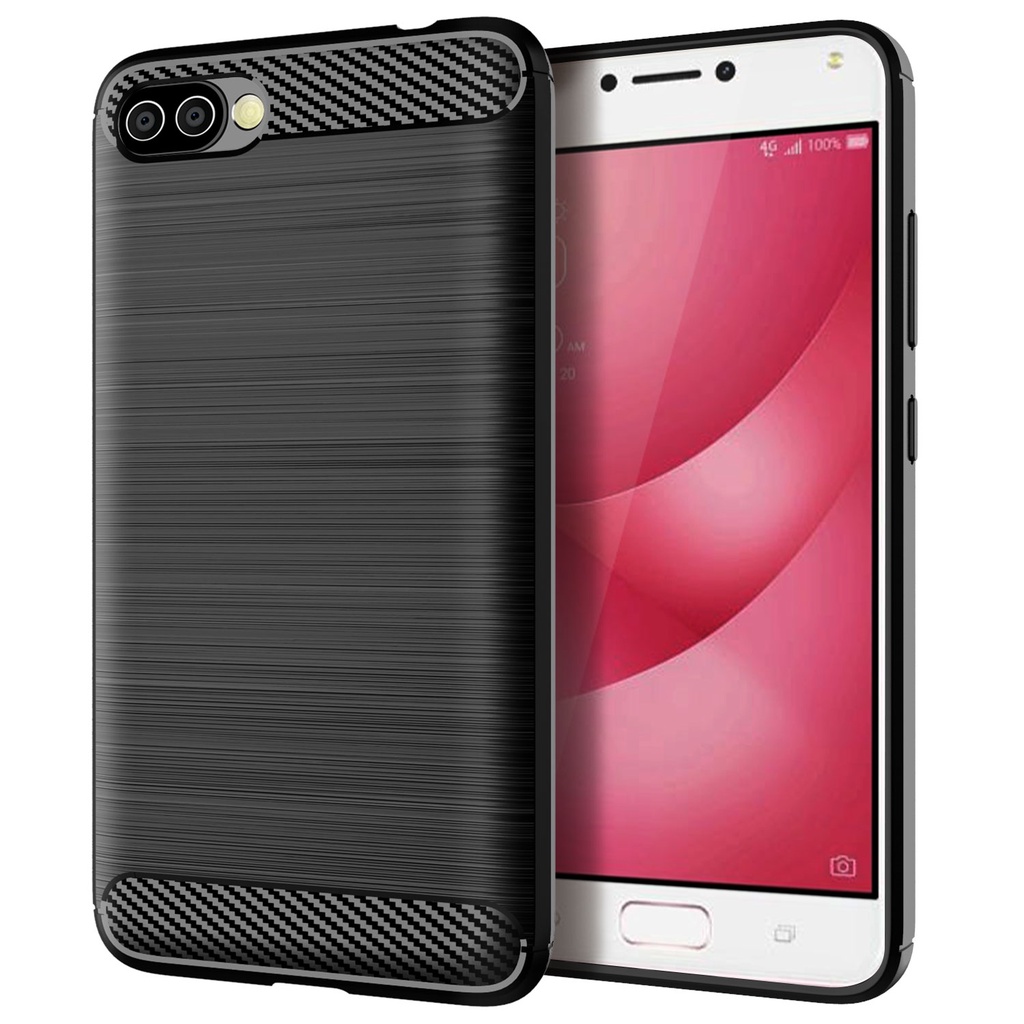 Sọc chải sợi Carbon ASUS ZenFone 4 Max Plus ZE554KL ZC554KL Vỏ điện thoại tpu silicon mềm Vỏ bảo vệ chống sốc