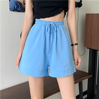 Quần short thể thao Cotton nữ màu trơn Quần short thông thường cạp cao