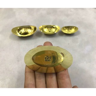 Thỏi vàng tài lộc nhiều cỡ bằng đồng nguyên khối hàng bóng đẹp vật phẩm phong thủy tài lộc