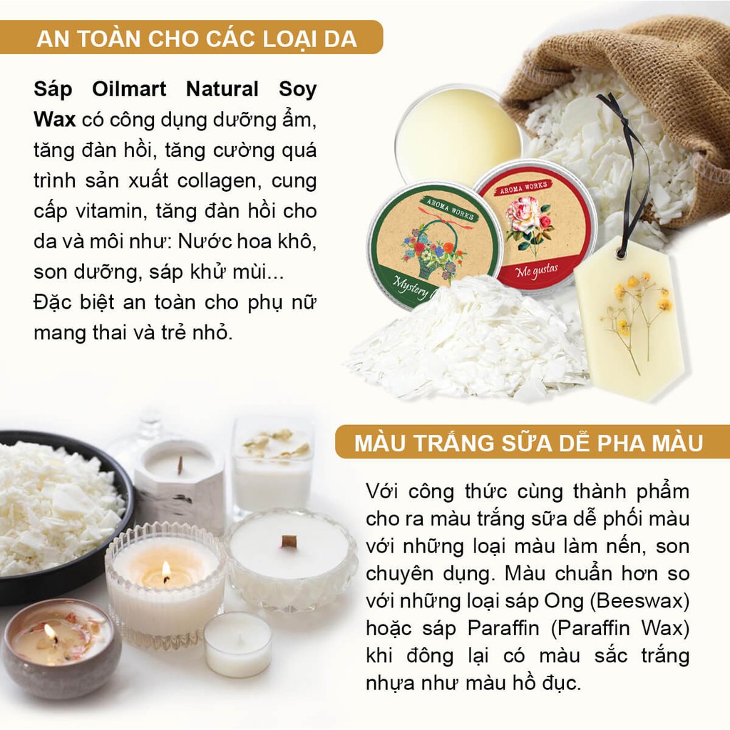 Ảnh Sáp Đậu Nành Làm Nến Thơm Oilmart Natural Soy Wax 3