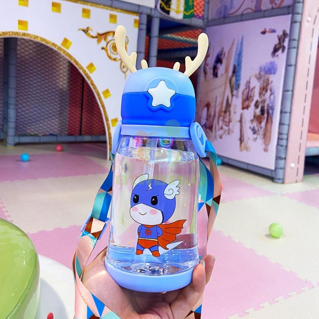 Bình đựng nước có vòi hút cute cho bé đi học dung tích 600ml - Binbibo