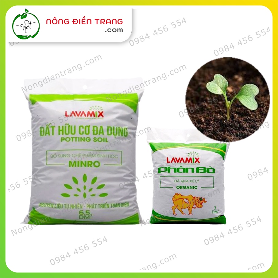 Bộ Đôi Trồng Cây Tiện Lợi Giàu dinh dưỡng: Đất sạch 6.5dm3 và Phân bò ...