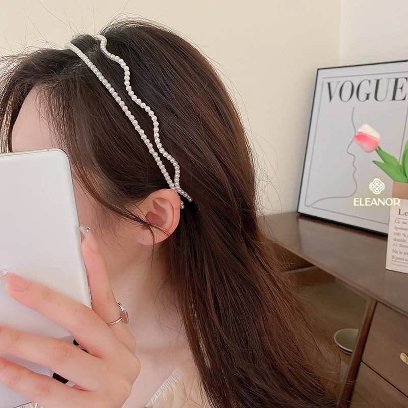 Băng đô cài tóc nữ Eleanor Accessories đính đá ngọc trai nhân tạo phụ kiện tóc bờm tóc 4209