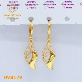 Bông Tai, Khuyên Tai Nữ Dáng Dài Đính Đá Trắng Xi Mạ Vàng Non Cao Cấp