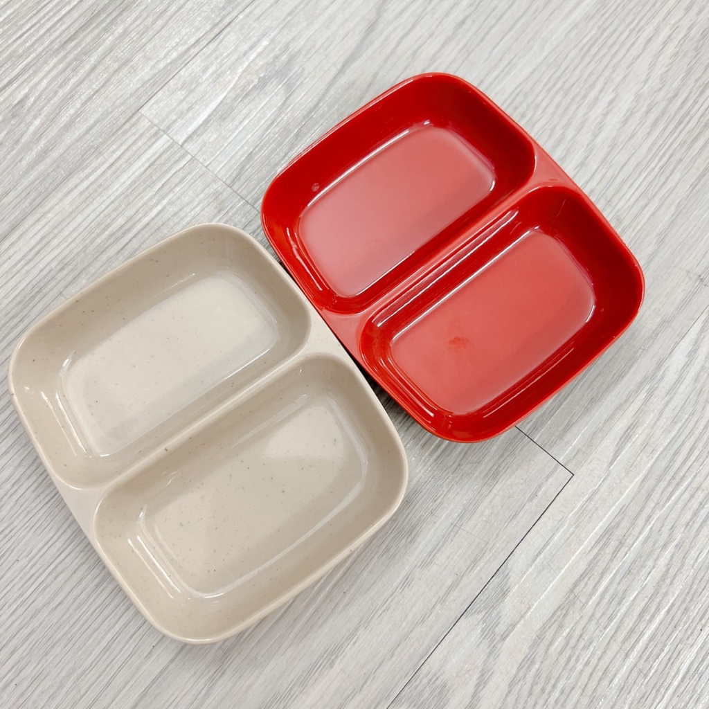 combo10 Chén Đựng Nước Chấm 2 Ngăn Nhựa Melamine FATACO Cao Cấp 2 Màu