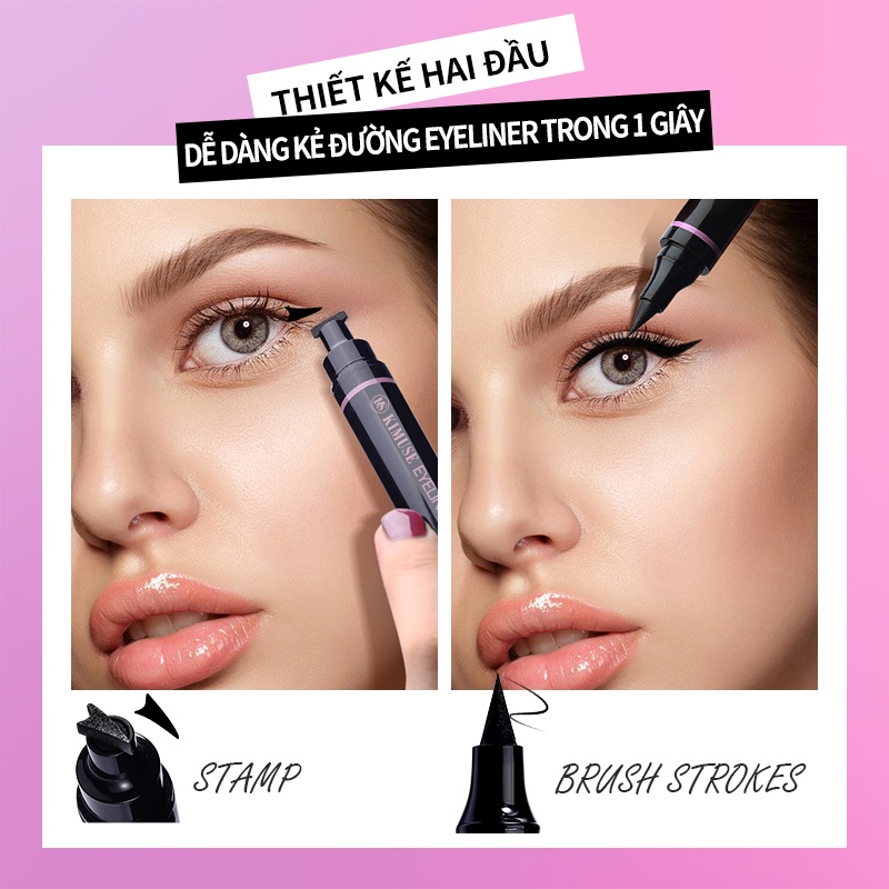 Ảnh Set 2 bút kẻ mắt KIMUSE kháng nước có đầu vẽ đuôi mắt trang điểm làm đẹp độc đáo 3