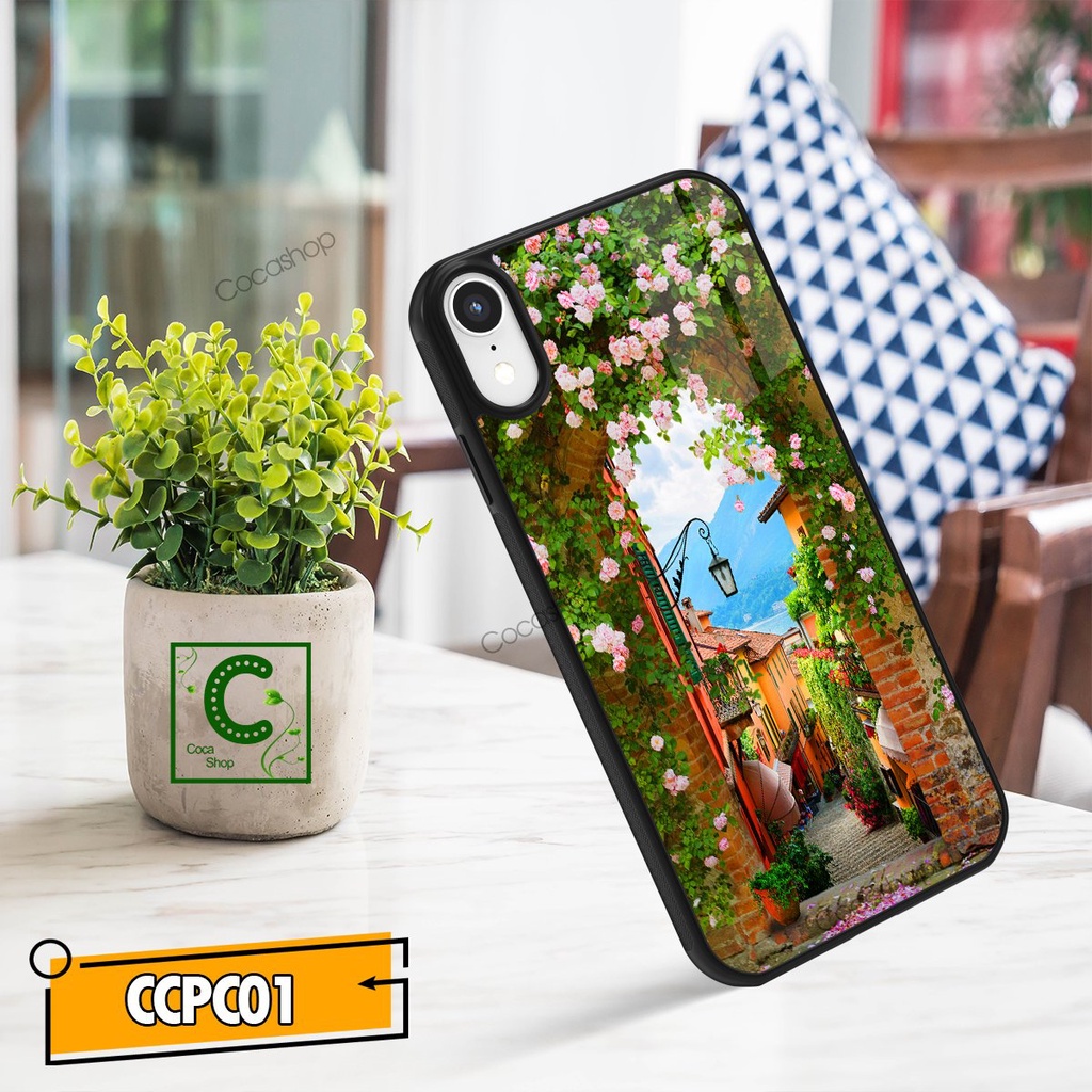 Ốp lưng iphone mặt kính in hình siêu đẹp - Con phố đầy hoa- 6/6plus/6s/6splus/7/7plus/8/8plus/x/.....