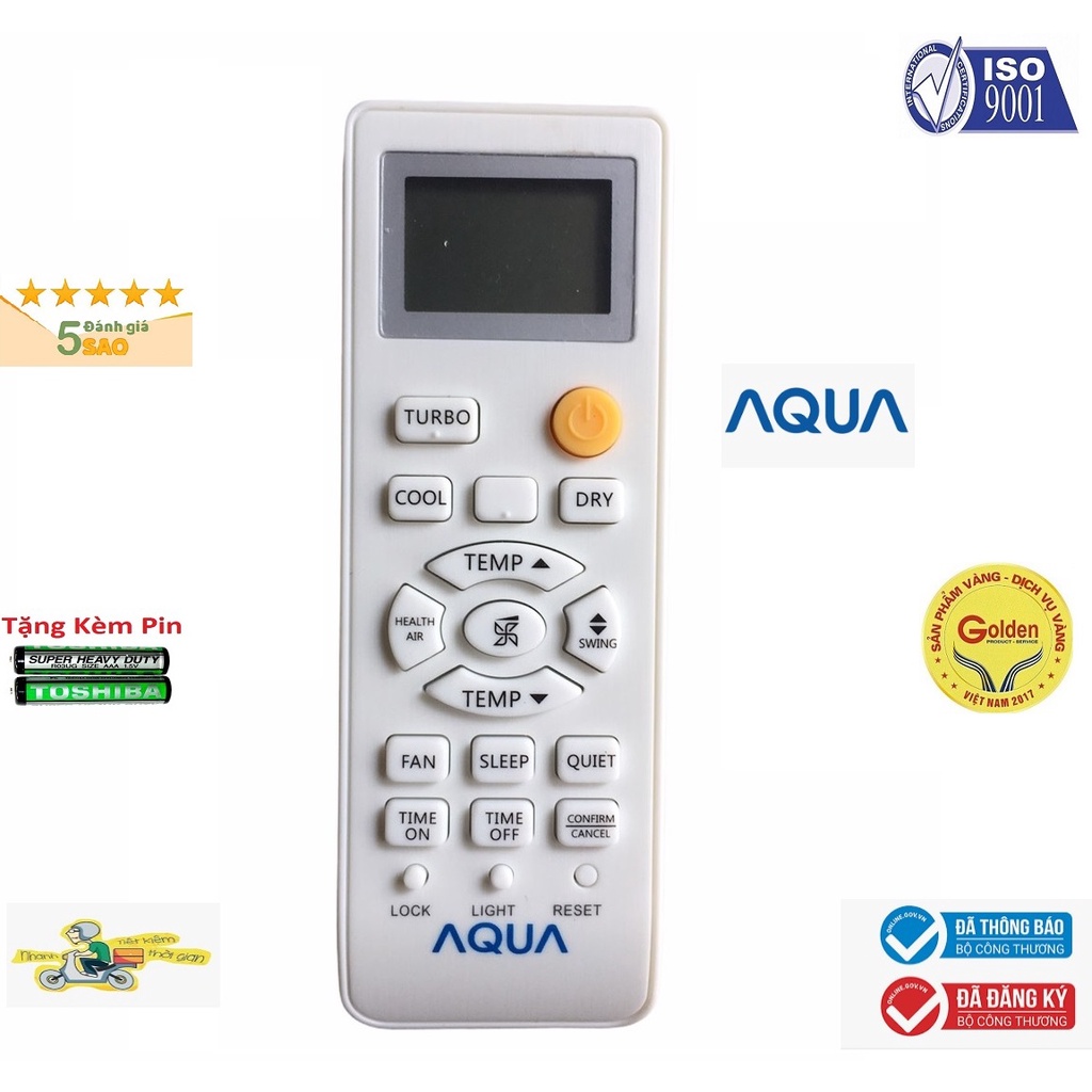 Điều khiển điều hòa Aqua có nút TURBO - Tặng kèm pin - Remote máy lạnh Aqua có TURBO