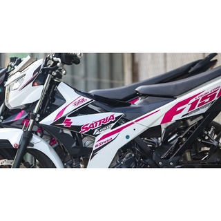 Tem Rời Dán Xe Raider - Satria FI Trắng Hồng Chữ F150 Cực Đẹp, Hàng 3 Lớp Chất Lượng Cao Không Bay Màu .Team Decal