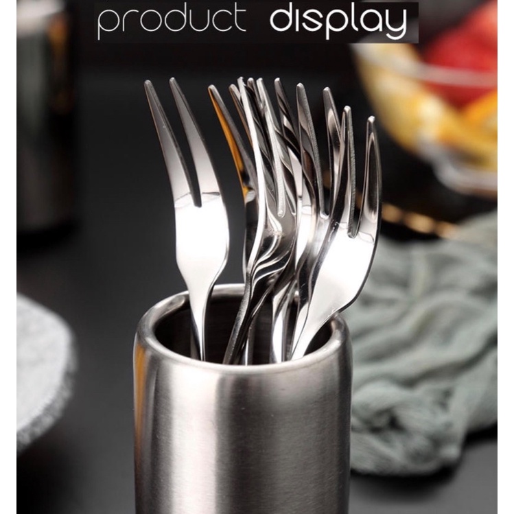 Bộ 5 nĩa trái cây inox 304 cáo cấp sáng bóng - Onlycook - 13.5x1.5cm 20g
