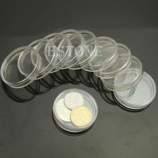 10pcs 35mm Useful Clear Round Cases Coin Storage Capsules Holder Round Plastic