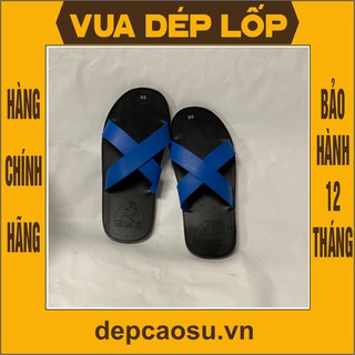 Dép cao su kiểu dép lê 2 quai chéo màu sắc thương hiệu Vua Dép Lốp Phạm Quang Xuân, chính hãng