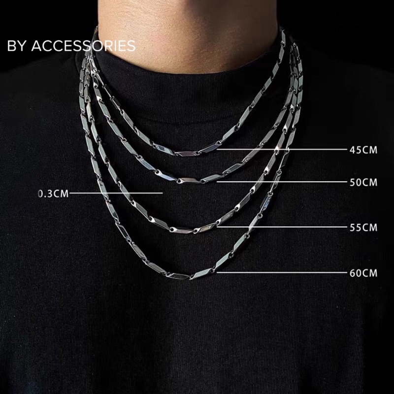Dây chuyền unisex inox xích trơn nối đoạn độ dày 2mm 3mm không gỉ C07