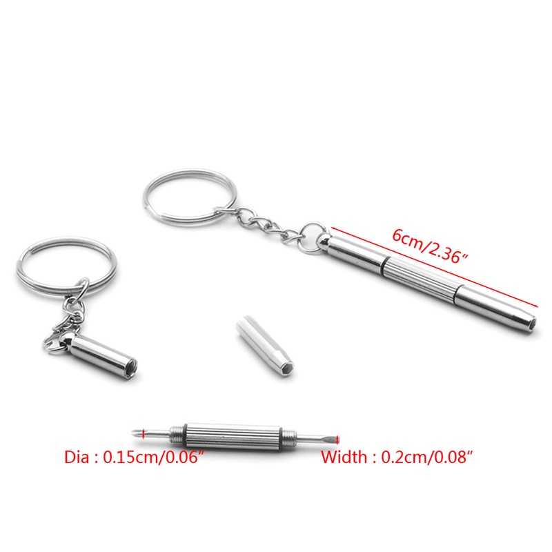 3in1 Eyeglasses Screwdriver Sunglass Watch Repair Kit Screwdriver Tool Keychain