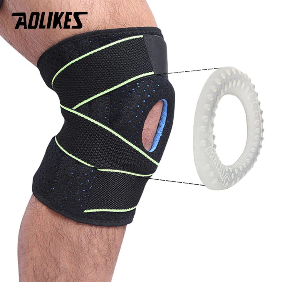 Đai bảo vệ đầu gối AOLIKES A-7908 có lò xo đàn hồi trợ lực hỗ trợ dây chằng xương bánh chè sport knee pad