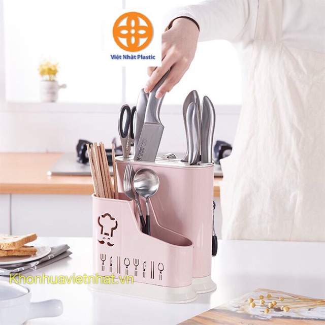 Ống đựng đũa thìa đa năng nhựa Việt Nhật kèm khay cắm dao kéo (MS 2776) (giá sỉ)