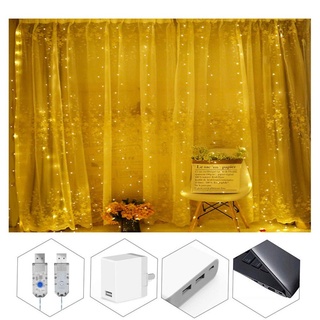 Đèn dây rèm LED 3x3m 300, Đèn cổ tích USB có điều khiển từ xa, 8 chế độ Đèn treo chống nước cho Giáng sinh Cửa sổ sân vườn đám cưới Trang trí ngoài trời trong nhà