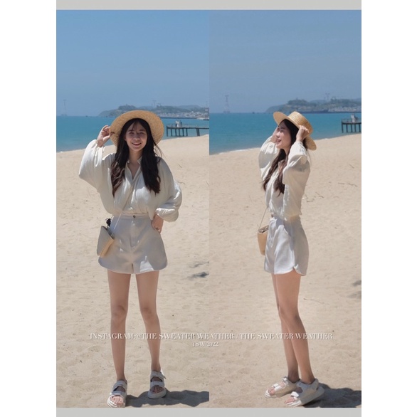 Quần short vải cut out vạt the.sweaterweather TSW (ảnh thật)