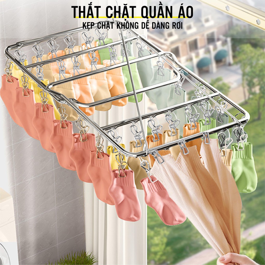 Ảnh Móc chùm vuông inox chất lượng cao AVOHOME phơi đồ, phơi quần áo nhỏ cho cả gia đình 3