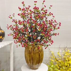 Cành Hoa Giả Decor Tuyết Sơ Ri Cổ, Lá Táo Mốc, Ô Liu, Khuynh Diệp Trang Trí Nhà Cửa Chụp Ảnh Siêu Đẹp