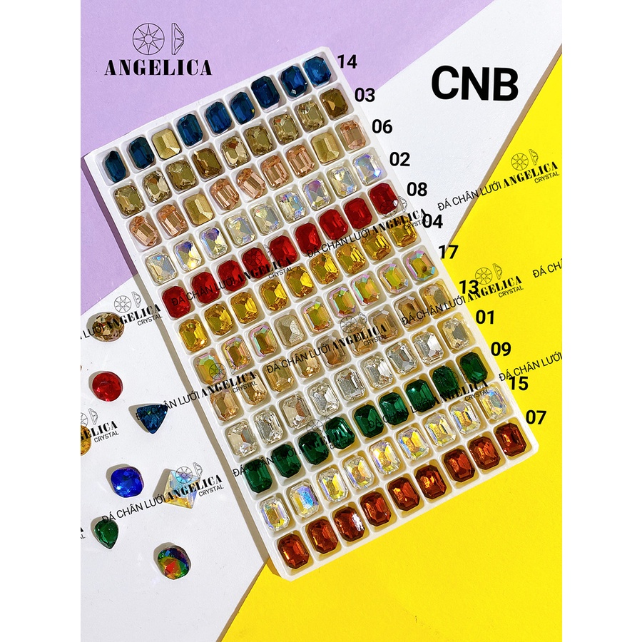 Túi 10 Viên Đá khối Nail Hình Chữ Nhật Bo Chân Vàng Trang Trí MóngANGELICA CNB BD