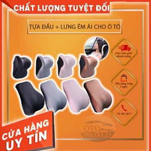 TỰA ĐẦU + LƯNG CHO Ô TÔ THIẾT KẾ CAO CẤP, ÊM ÁI, SANG TRỌNG - CHỐNG ĐAU MỎI XƯƠNG KHỚP, GIÚP THƯ GIÃN KHI ĐI ĐƯỜNG DÀI