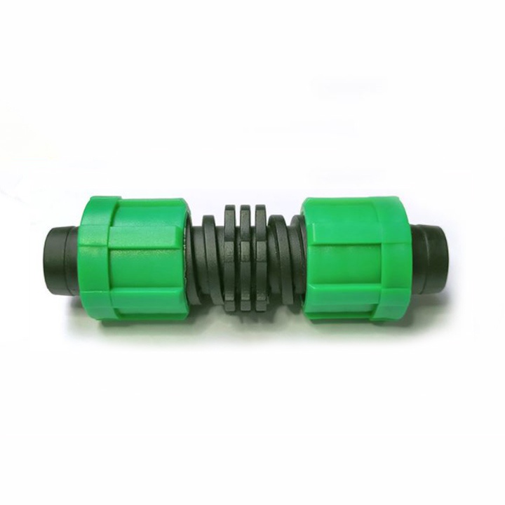 Đầu nối thẳng ống tưới nhỏ giọt dẹp 16mm kiểu ren vặn, phụ kiện dây tưới nhỏ giọt dẹp