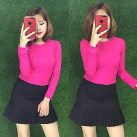 Áo tay dài thun gân và thun trơn, áo thun nữ dâng chuẩn ôm body - RUBY CLOTHING A08