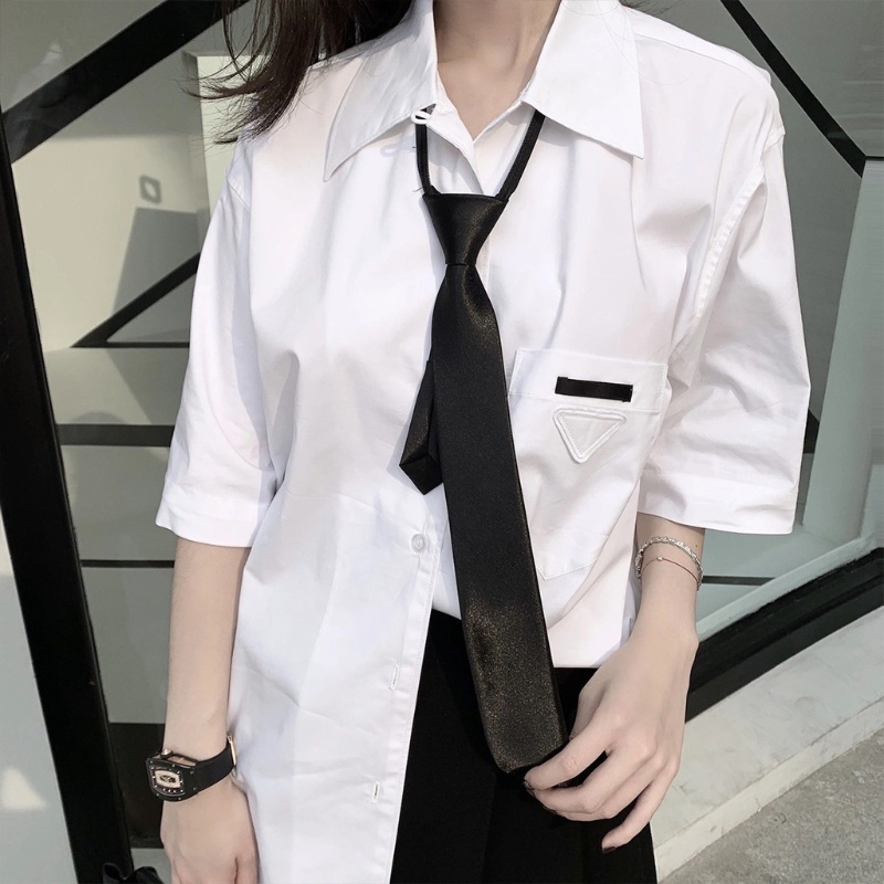 Vic Thanh Thiếu Niên Áo Sơ Mi Học Sinh Cà Vạt Nữ Phong Cách Đại Học Đồng Nhất Trơn Dây Buộc Có Thể Tháo Rời