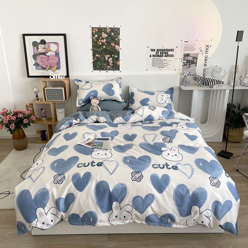 [ Thanh lý ] Bộ vỏ chăn ga giường và 2 vỏ gối 5 món cotton poly cao cấp hàng loại 1