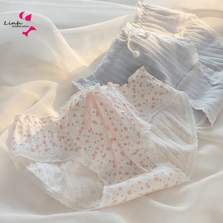 Quần lót nữ cotton hoa nhí  đính nơ viền ren ngọt ngào 128 Phương Linh Underwear