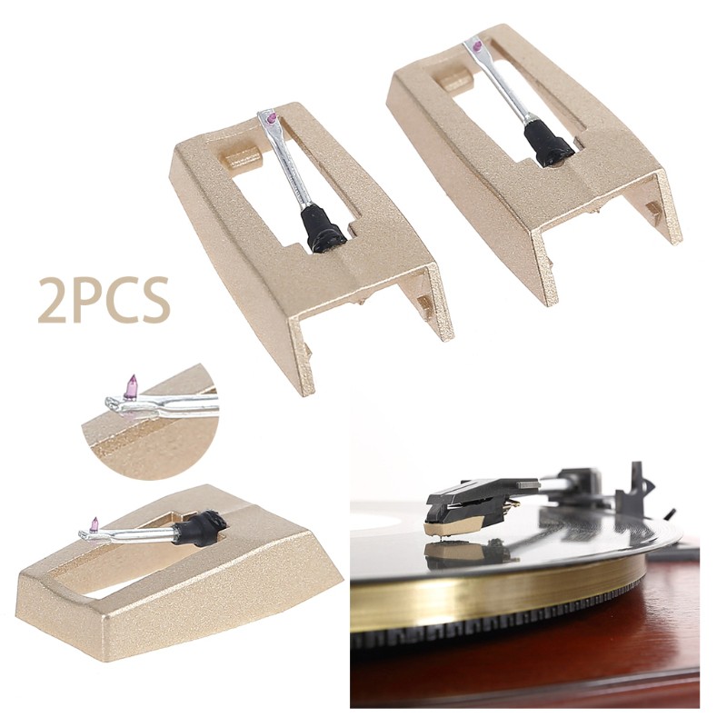 2 Chiếc LP Bàn Xoay Máy Hát Kim Cương Stylus Kim Cho Máy Nghe Nhạc Ghi Âm Vàng