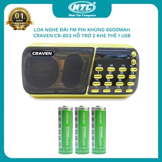 Loa nghe đài FM Craven CR-853 hỗ trợ 2 khe thẻ nhớ và 1 cổng USB - dung lượng pin khủng 6600mah