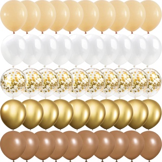 Set 10 Bong Bóng Cao Su Latex Màu Vàng/Xám/Nâu Cổ Điển Trang Trí Tiệc Cưới