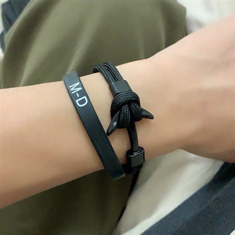 Vòng Tay Mỏ Neo Unisex Dành Cho Nam Nữ Thời Trang Màu Đen Chất Liệu - Vòng tay mỏ neo - Horizon