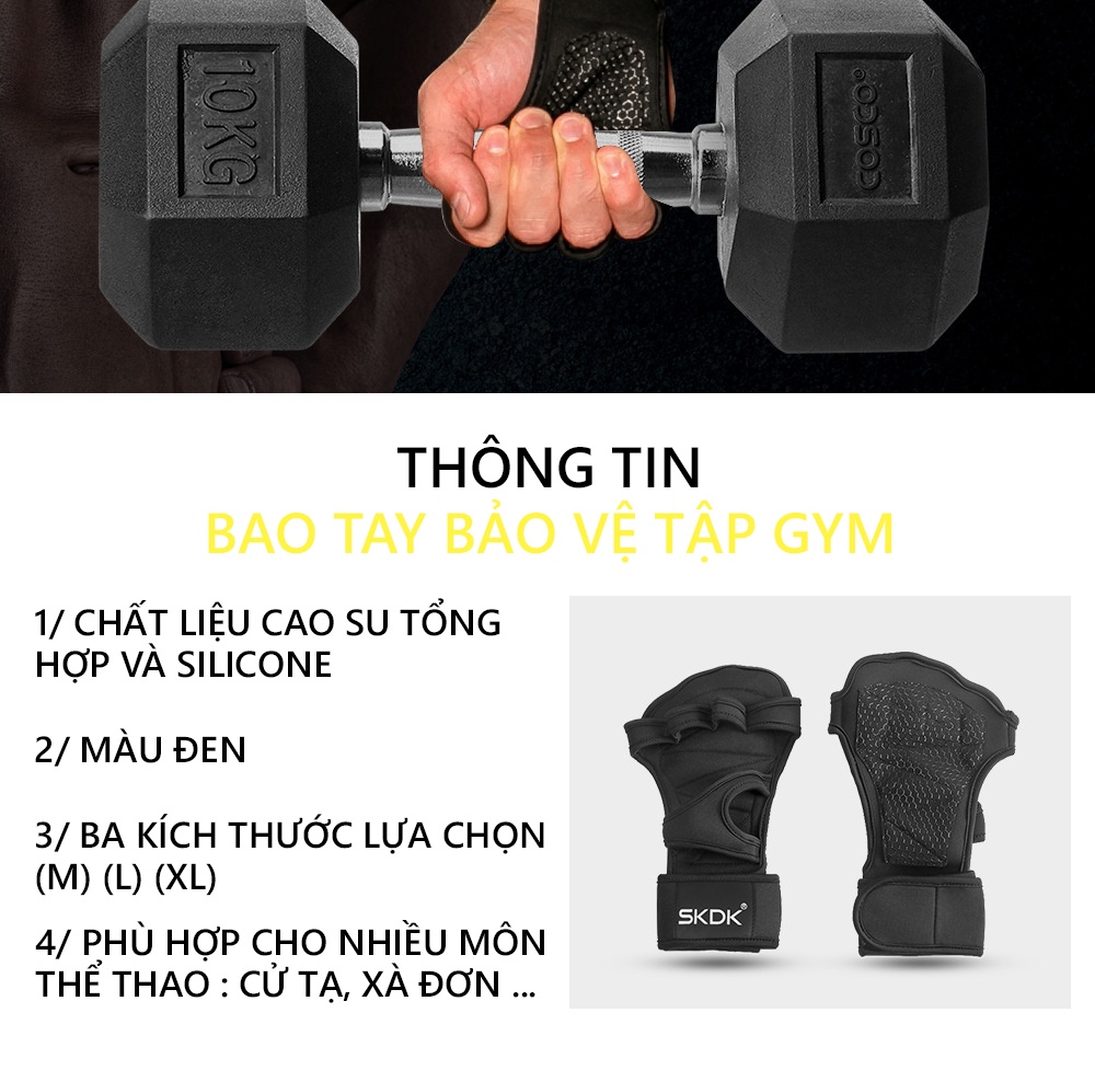 Mô tả Găng Tay Tập Gym Chính Hãng Bao Tay Tập Gym Thiết Kế Êm Ái Thoáng Khí Đệm Silicone Chống Trượt Cleacco SKDK Boro Sport - 9