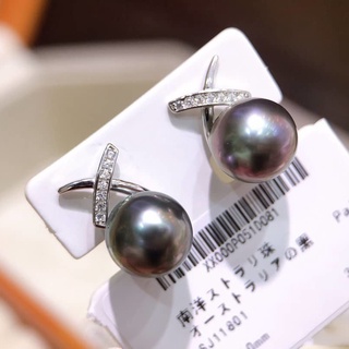 ❤ Đơn giản Độc Đáo Tahiti Bông Tai Ngọc Trai Đen Đầy Kim Cương Bông Tai Chữ Thập Nữ Trang Sức Thời Trang