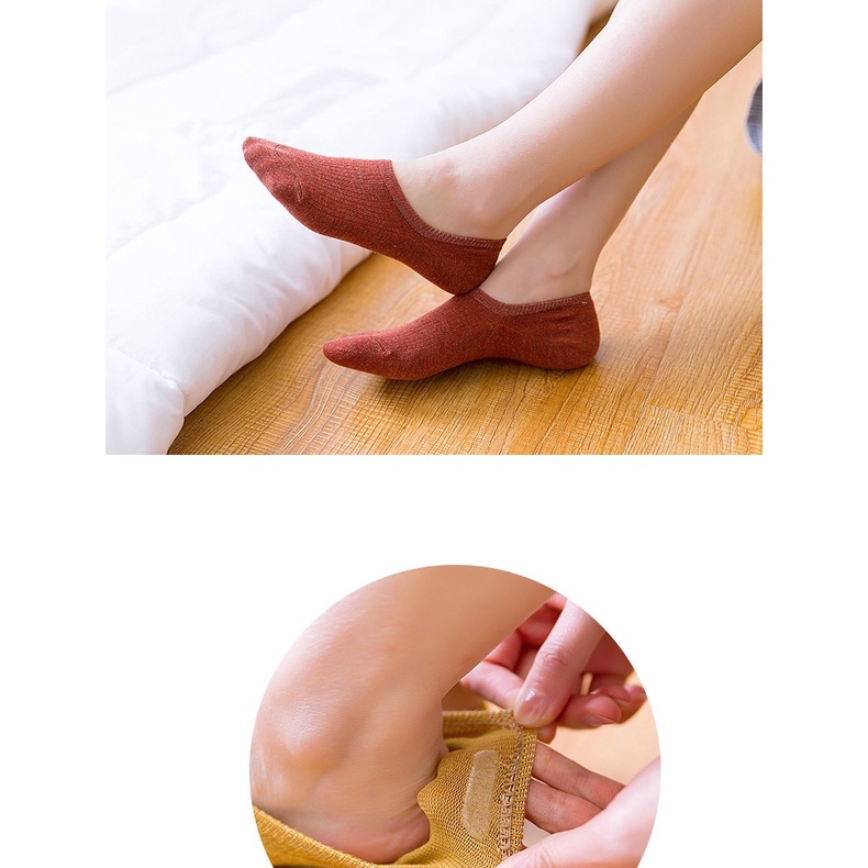 Tất lười cổ ngắn - Tất thuyền Cotton trơn chống trượt cho nữ. Vớ thuyền
